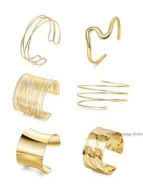 6pc Arm Cuff Bracelet Set Adjustable Open Cuff Bangle Minimalist Upper Arm
